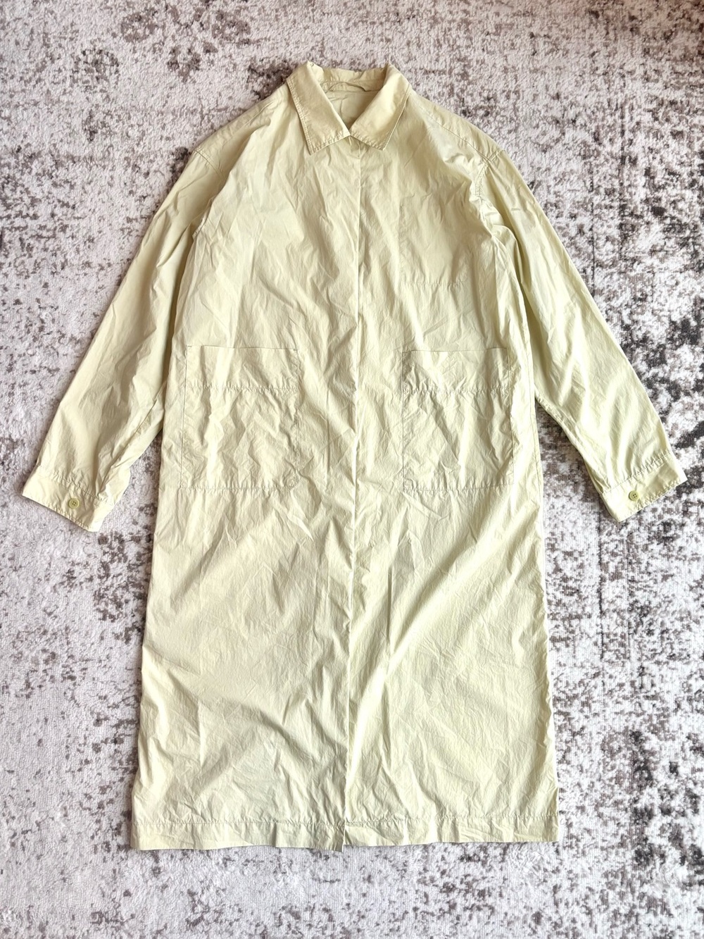 REMAIN Birger Christensen Lightweight Oversized Pale Yellow Car Coat Jacket